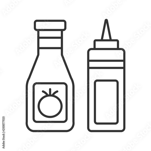 Ketchup and mustard linear icon