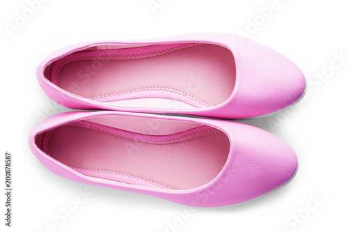 Pink women's shoes on a white background