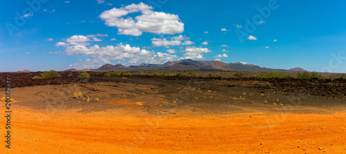 Panorama Landschaft Sheitanis Lava im Tsavo West Nationalpark Kenia