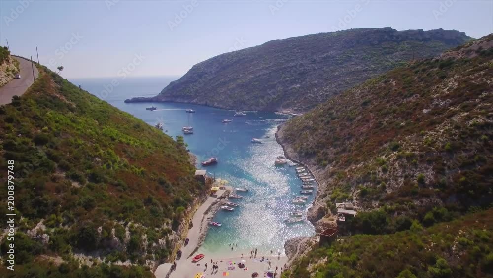 4K Aerial view of Porto Vromi beach in Zakynthos (Zante) island, in Greece 4K Aerial view of Porto Vromi beach in Zakynthos (Zante) island, in Greece