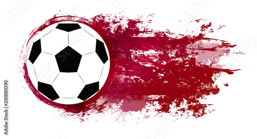 Illustration of a soccer ball with watercolor splashes and grunge scratches.  Vector element for your design