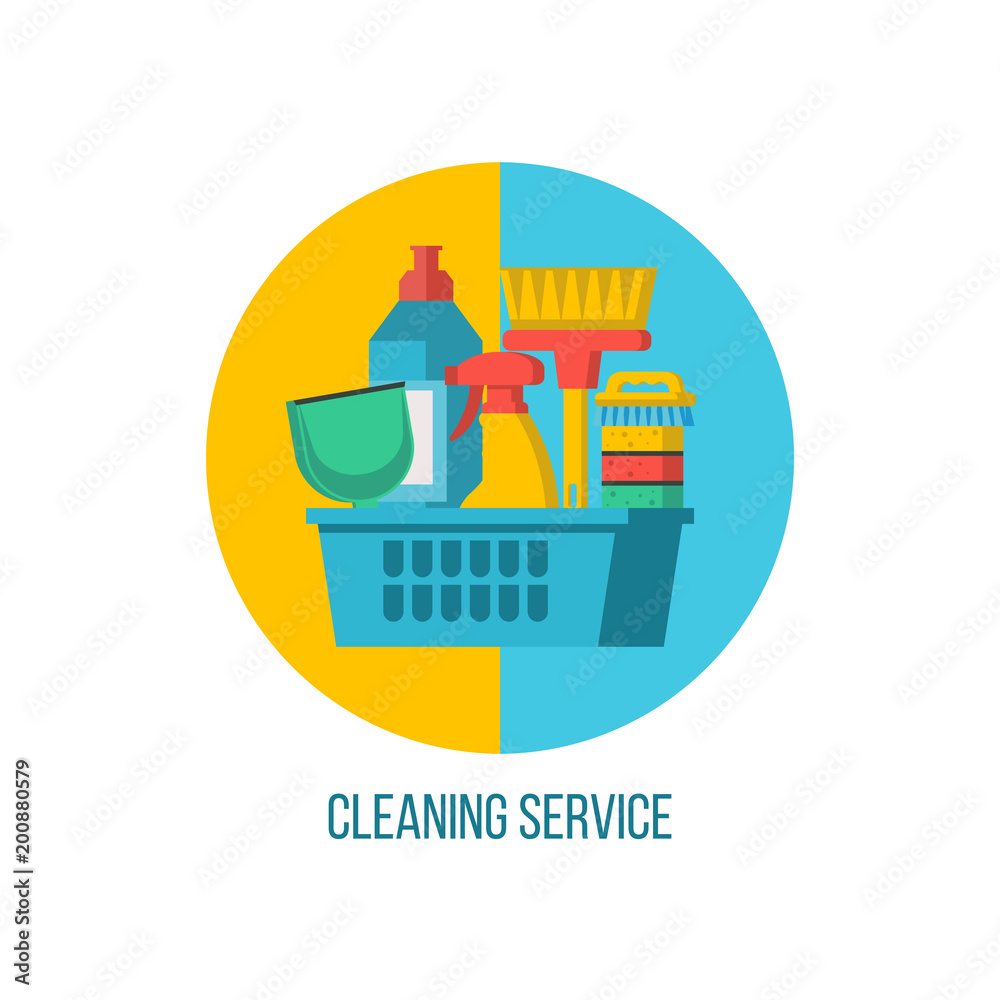 Cleaning service. Vector illustration, emblem.