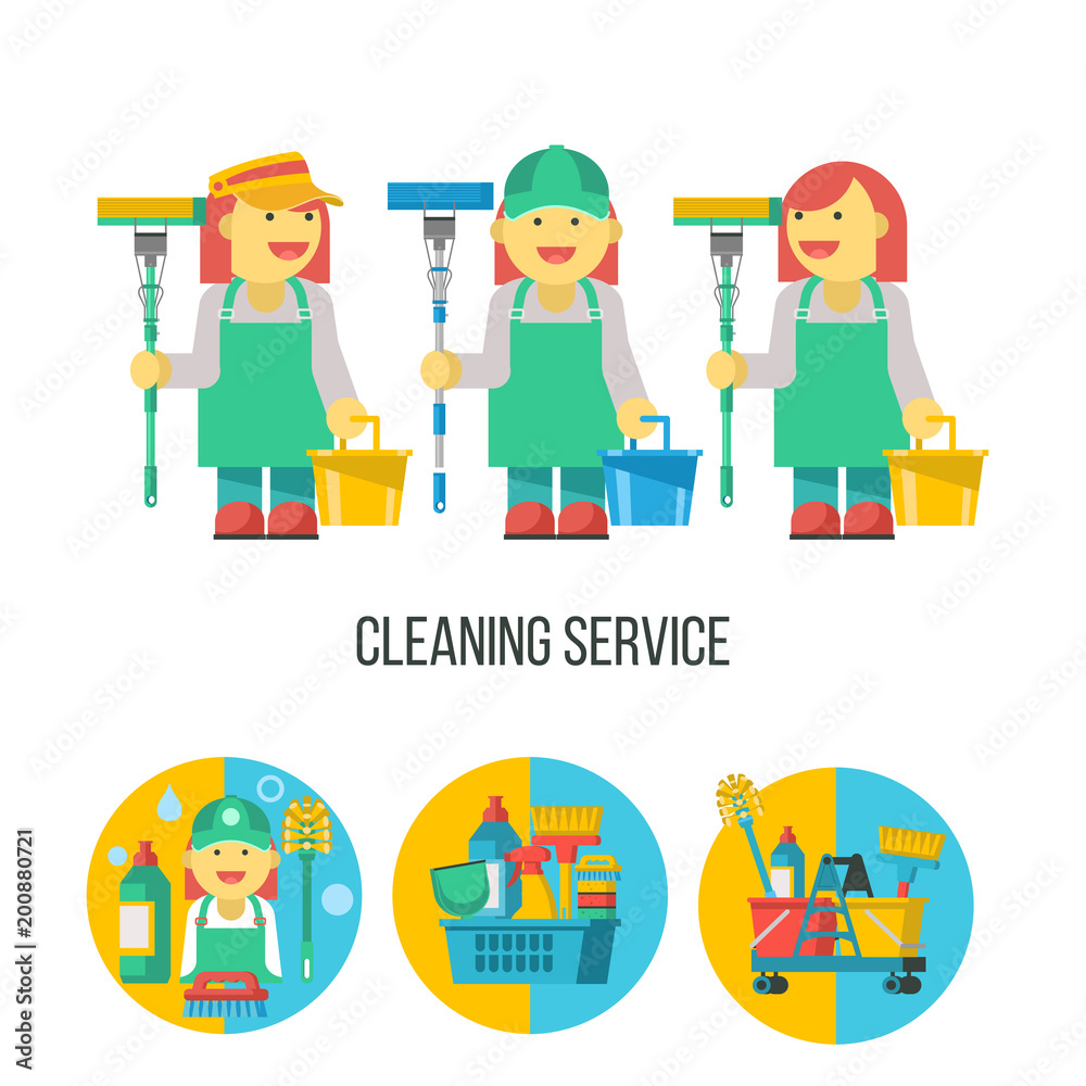 Cleaning service. Vector illustration, emblem. Cleaning service. Vector illustration, emblem.