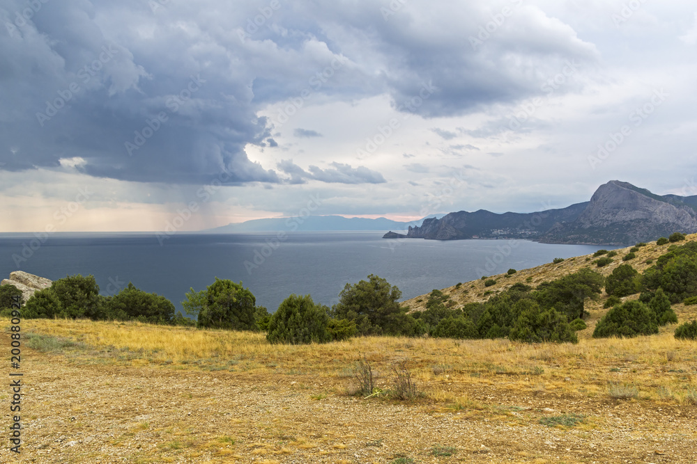 Fototapeta premium The Black Sea coast in cloudy weather. Crimea.