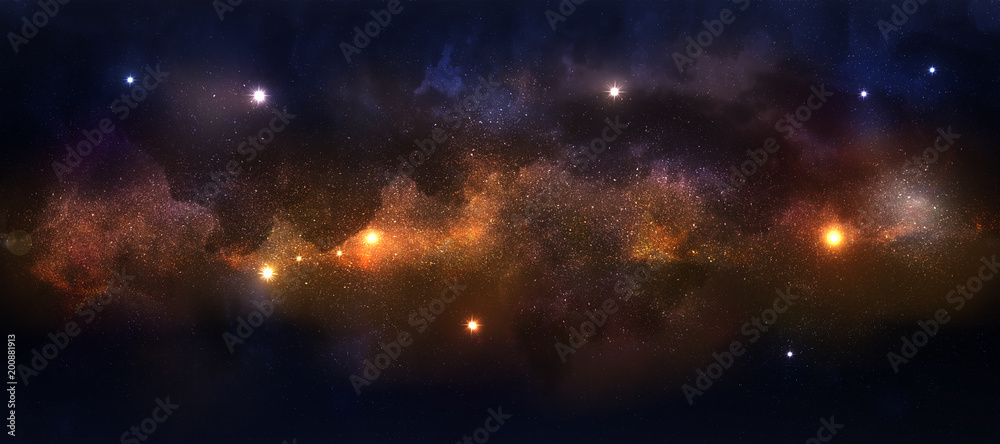 panorama of starry sky, artistic vision of the milky way