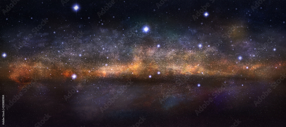 panorama of starry sky, artistic vision of the milky way