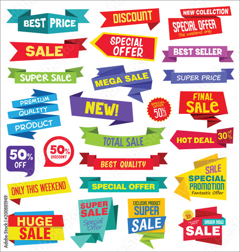 Super Sale discount labels tags and stickers collection