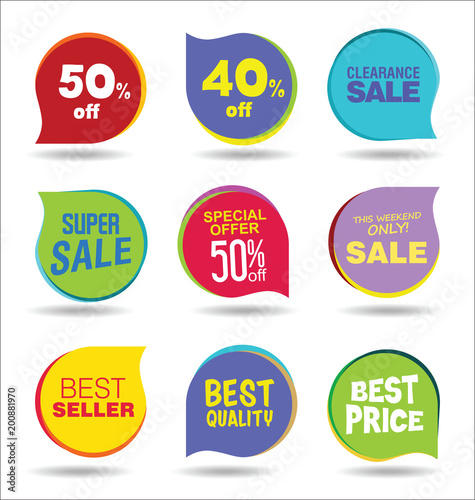 Super Sale discount labels tags and stickers collection