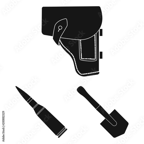 Army and armament black icons in set collection for design. Weapons and equipment vector symbol stock web illustration.