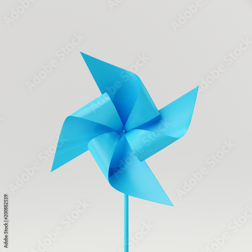 Canvastavla Paper blue windmill isolated on white background