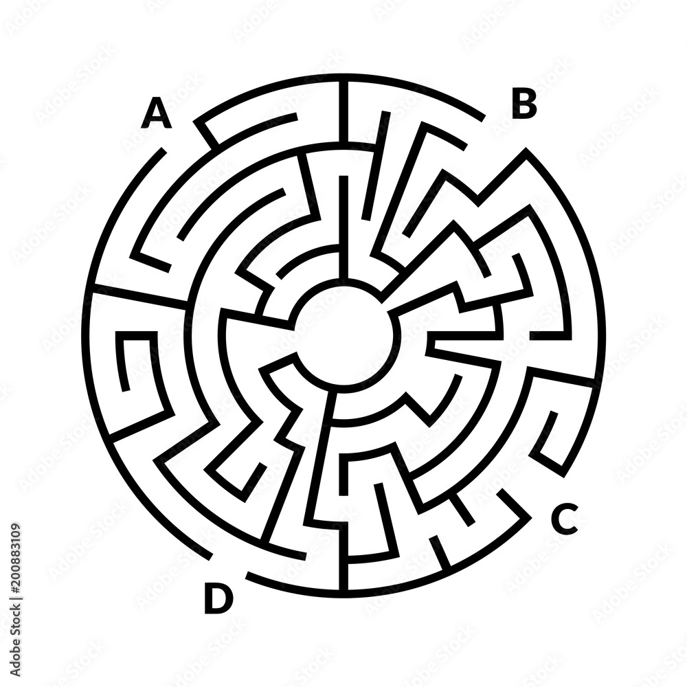 Circular maze game isolated on white background Circular maze game isolated on white background