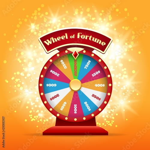 Spinning wheel or game wheel. Turning wheel of luck or lucky money chance symbol vector illustration