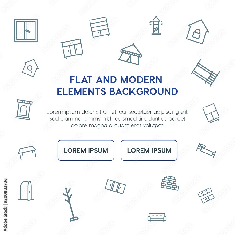 buildings, furniture outline vector icons and elements background concept on white background...Multipurpose use on websites, presentations, brochures and more
