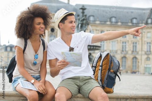 man pointing at the direction photo