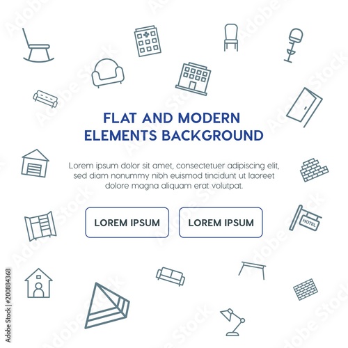 buildings, furniture outline vector icons and elements background concept on white background...Multipurpose use on websites, presentations, brochures and more