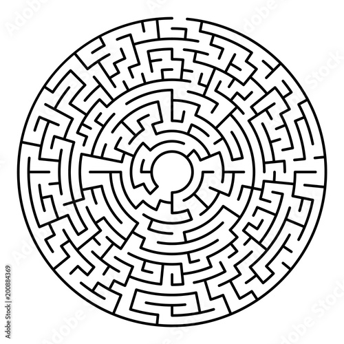 Maze labyrinth. Circular game isolated on background