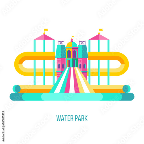 Water park. Hello summer. Vector clipart.