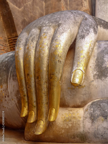 image of the Buddha fingers encase in gold  © Thipphawan