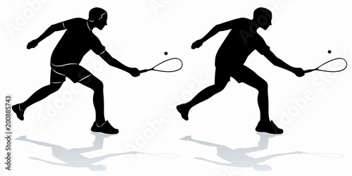silhouette of a squash player , vector draw