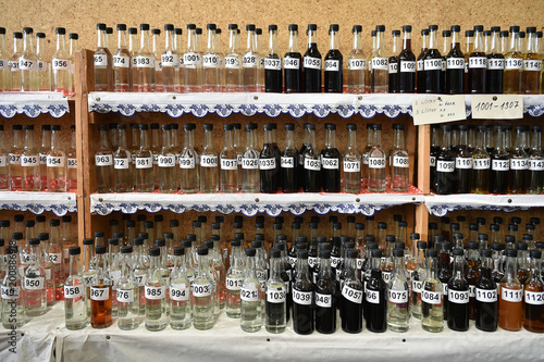 Bottles with alcohol
