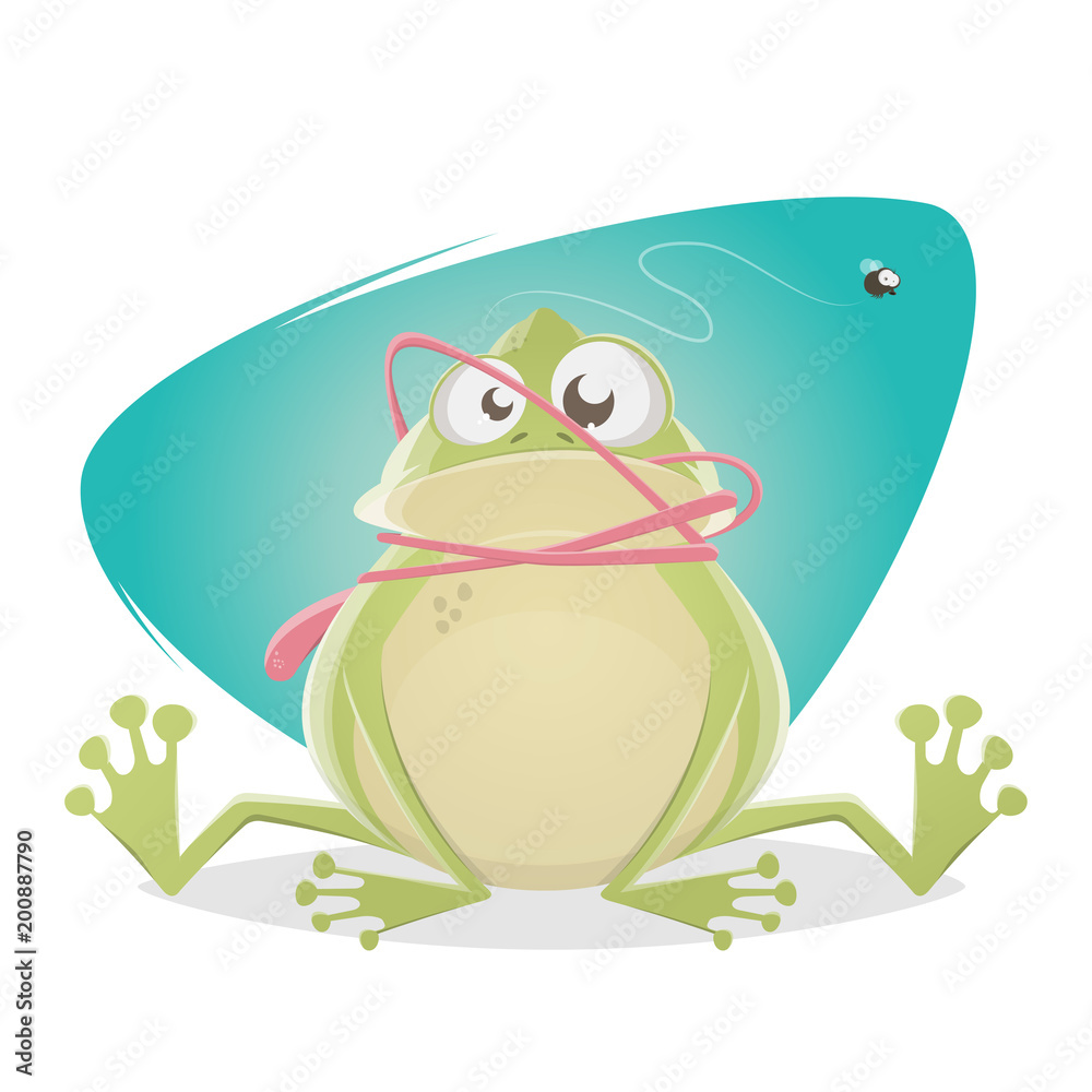 Naklejka premium funny frog with tongue accident