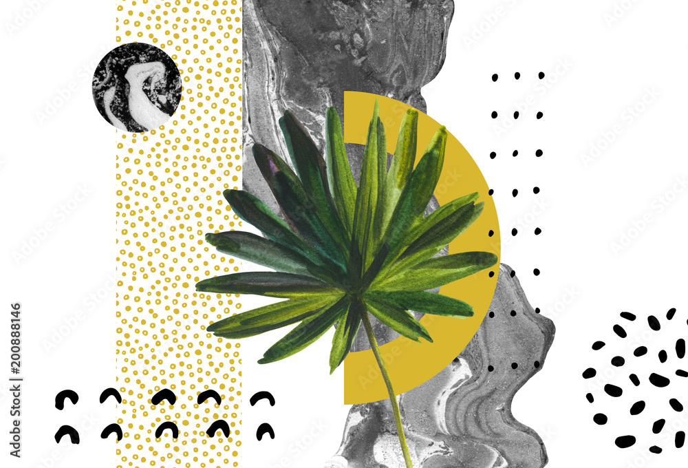 Fototapeta abstrakcja liść do szarych ścian