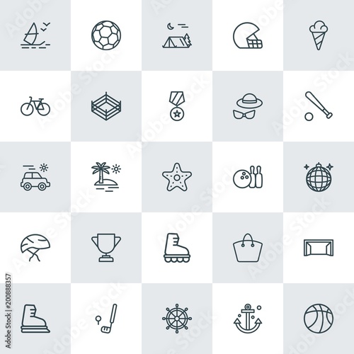 Modern Simple Set of sports, travel Vector outline Icons. ..Contains such Icons as  beach,  sky, seductive, island,  background,  leisure and more on white background. Fully Editable. Pixel Perfect.