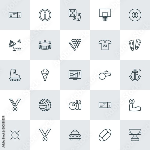 Modern Simple Set of sports, travel Vector outline Icons. ..Contains such Icons as  athlete,  ticket,  travel,  vector,  competition,  fit and more on white background. Fully Editable. Pixel Perfect.