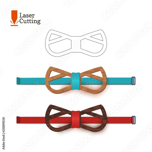 Laser cut bow-tie template for DIY. Vector silhouette with cute cat ears for cutting a bow tie on a cnc, lathe made of wood, metal, plastic. Funny idea of design of a stylish accessory.