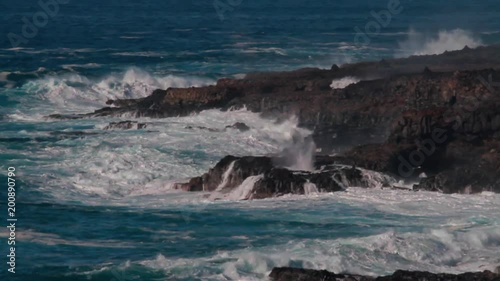 Wavebreakers At Punta De Teno Coastline, Tenerife, Spain photo