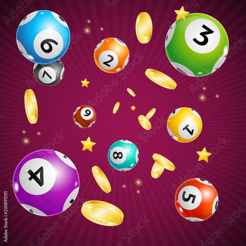 Realistic Detailed 3d Lotto Ball Concept Card Background. Vector