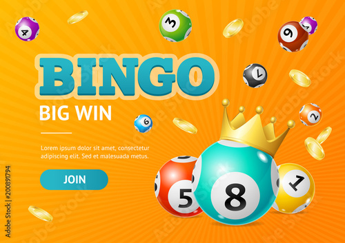 Realistic Detailed 3d Lotto Concept Bingo Big Win Card Background. Vector