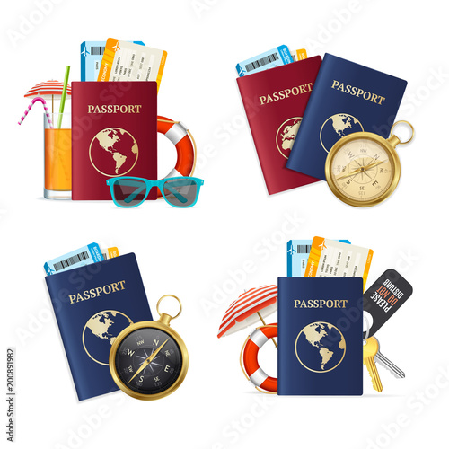 Realistic Detailed 3d Travelling Set. Vector