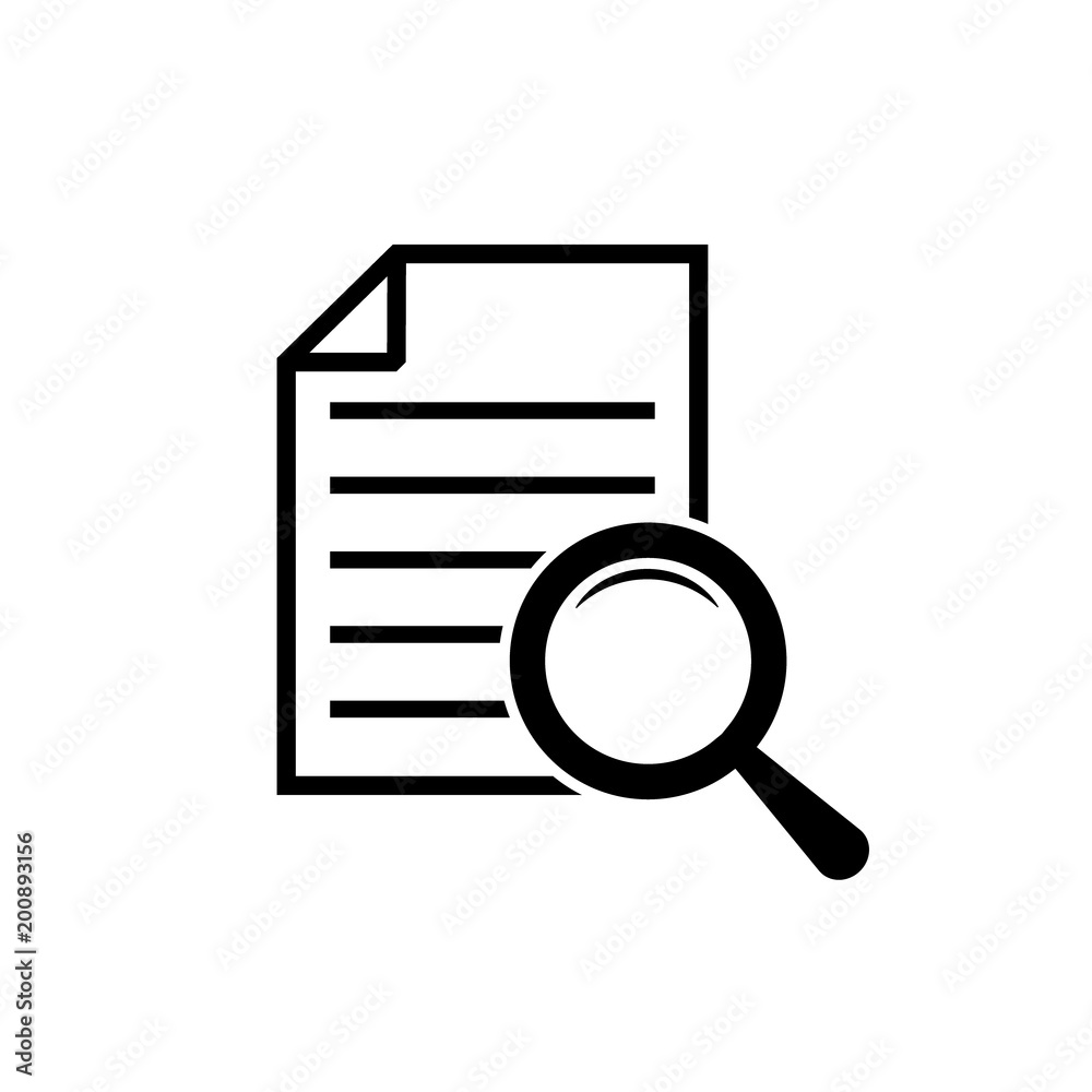 Magnifier assessment checklist icon. Vector flat style, symbol Magnifier assessment checklist icon. Vector flat style, symbol