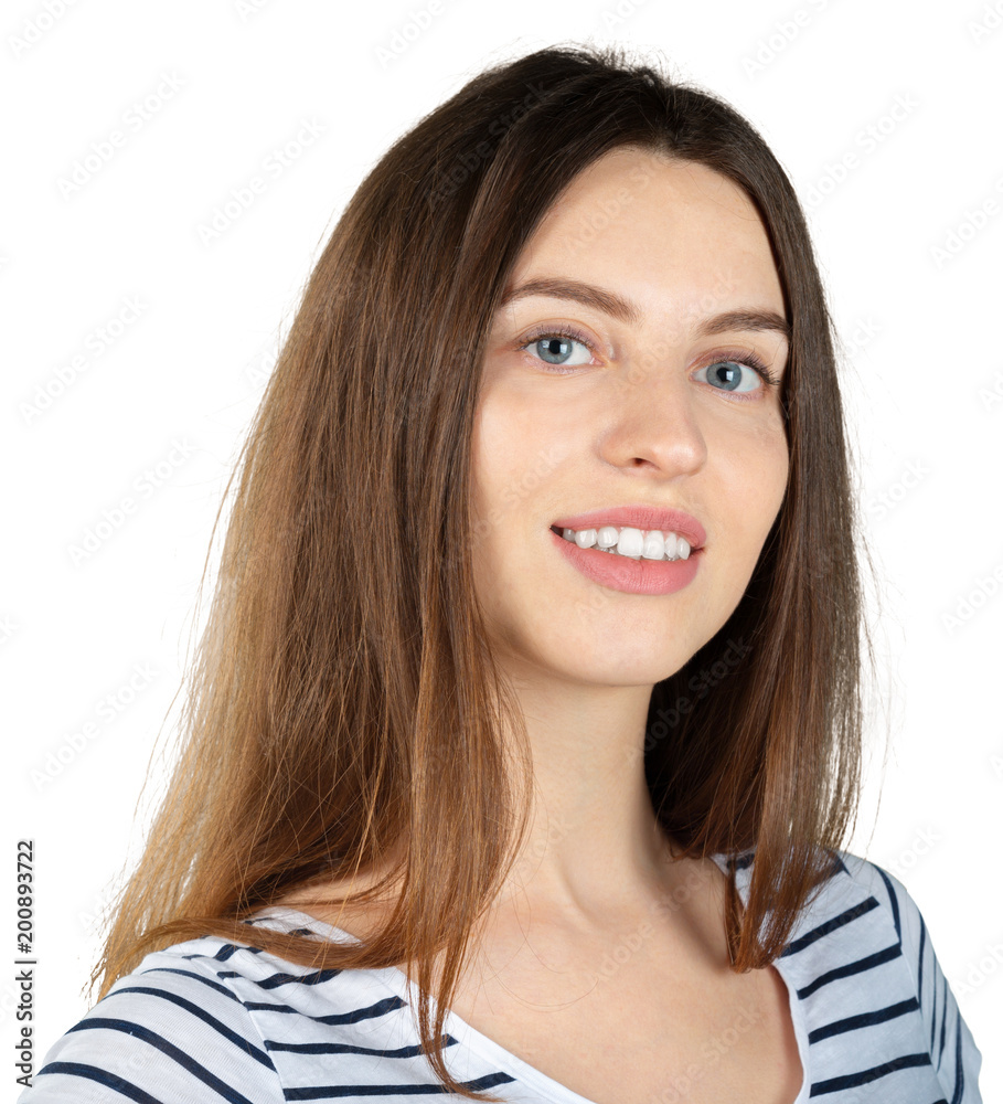 Young caucasian beautiful woman portrait isolated on white background Young caucasian beautiful woman portrait isolated on white background
