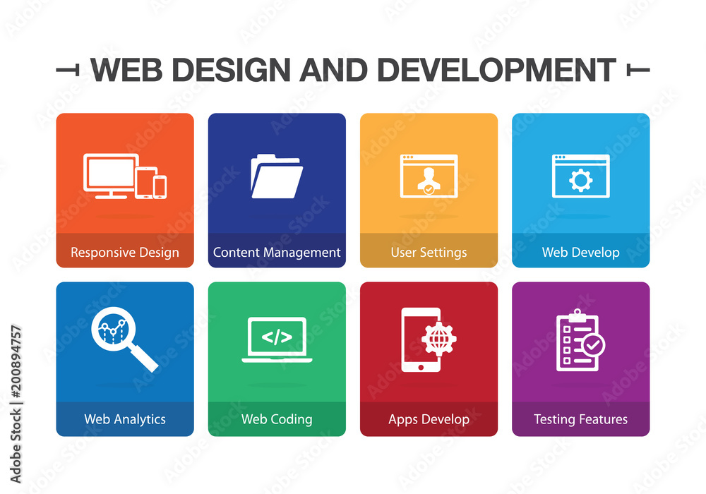 Web Design and Development Infographic Icon Set Web Design and Development Infographic Icon Set