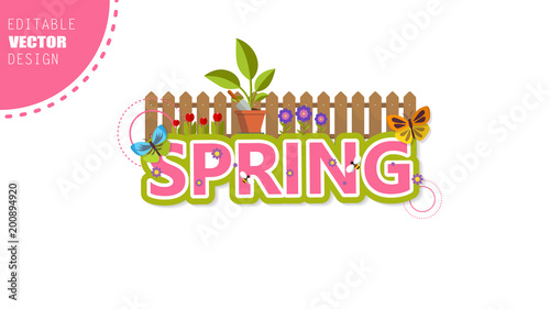Vector Spring Lettering  with flowers in spring time