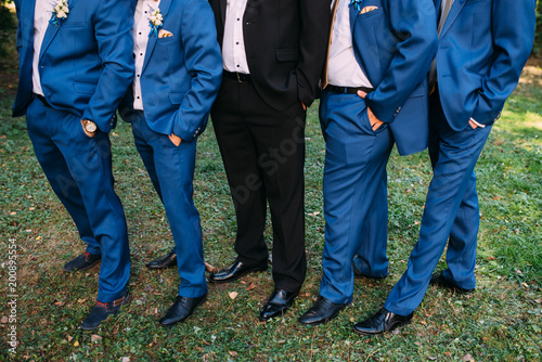 Groom With Best Man And Groomsmen At Wedding