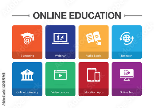 Online Education Infographic Icon Set