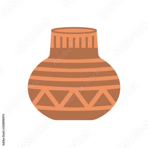 Flat style pottery vector illustration with indigenous design elements