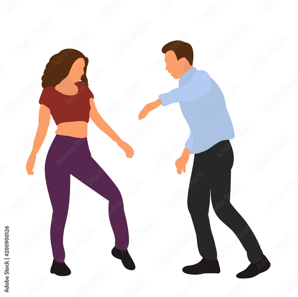 Fototapeta premium vector, isolated silhouette in colored clothes people dancing