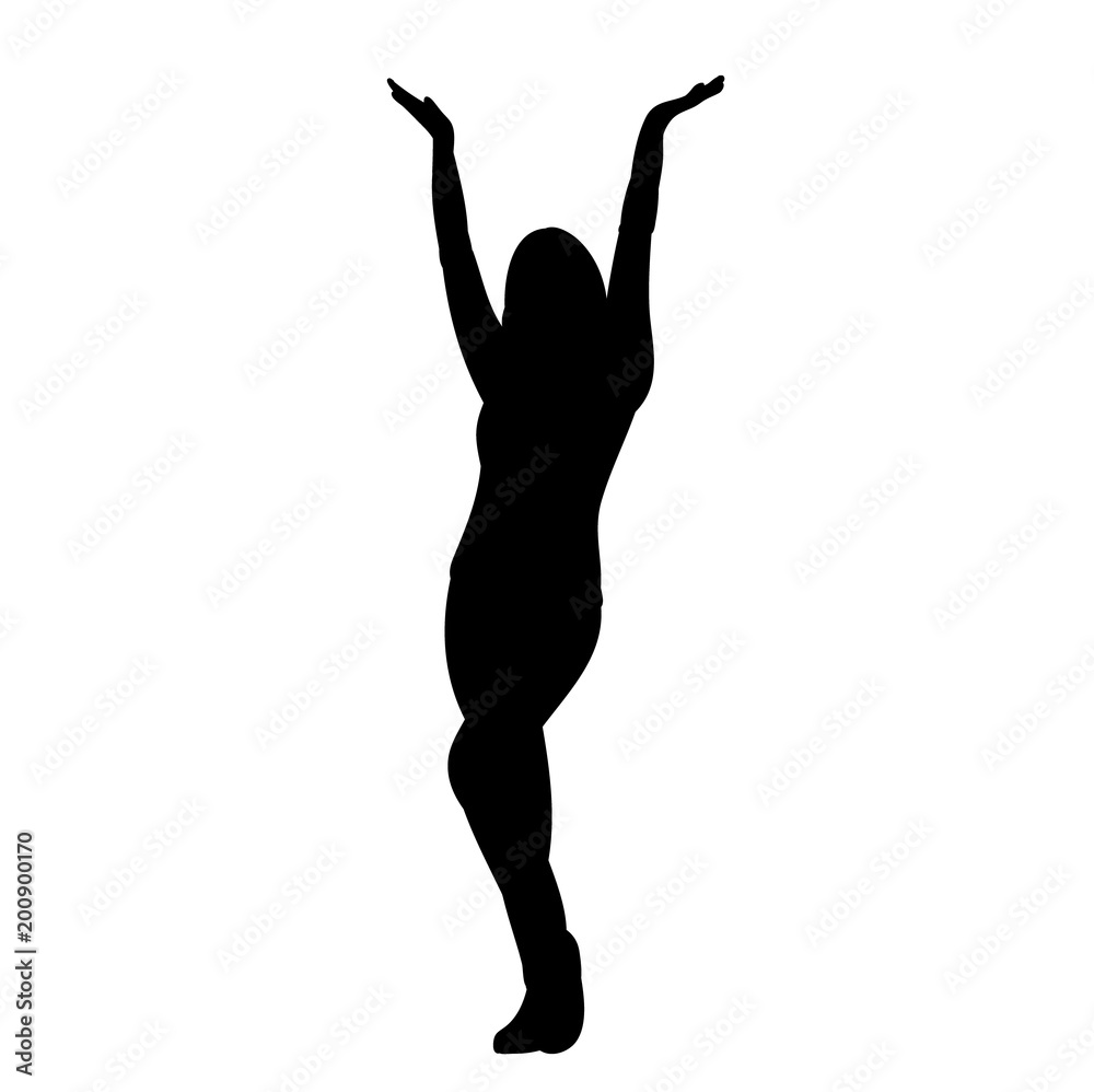isolated silhouette girl doing exercises