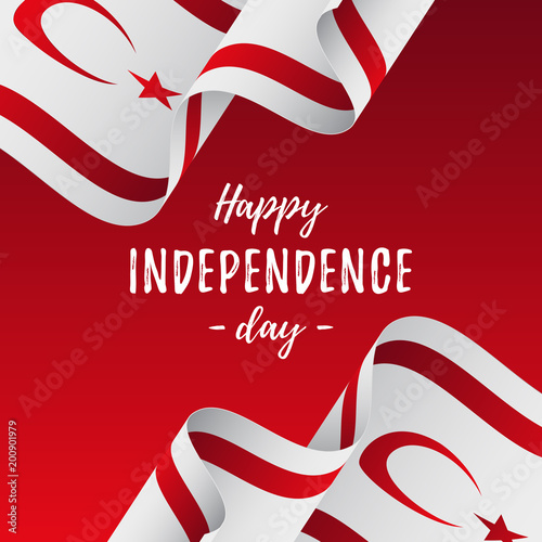 Banner or poster of Northern Cyprus independence day celebration. Northern Cyprus flag. Vector illustration.