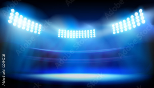 Lights on big stadium. Vector illustration.