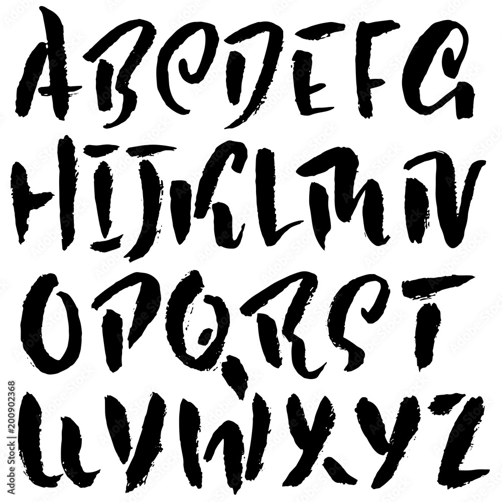 Handdrawn dry brush font. Modern brush lettering. Grunge style alphabet. Vector illustration. Handdrawn dry brush font. Modern brush lettering. Grunge style alphabet. Vector illustration.
