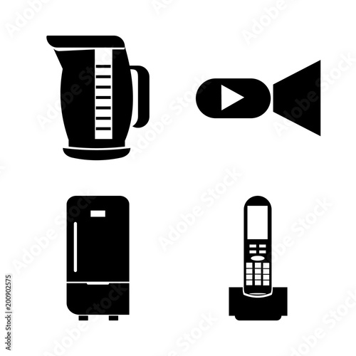 icon Electronic with video, coolness, lens, tea and flash
