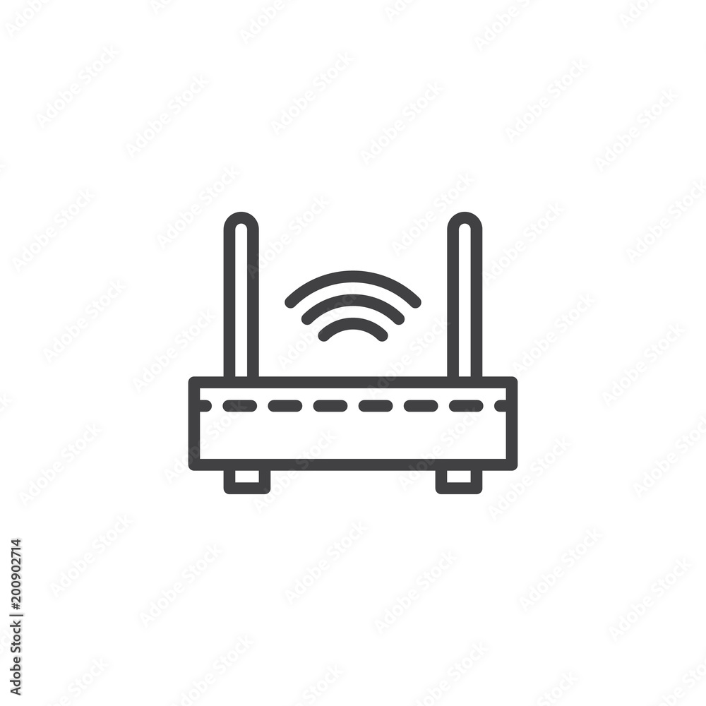 Wifi internet router outline icon. linear style sign for mobile concept and web design. Wireless router simple line vector icon. Symbol, logo illustration. Pixel perfect vector graphics Wifi internet router outline icon. linear style sign for mobile concept and web design. Wireless router simple line vector icon. Symbol, logo illustration. Pixel perfect vector graphics