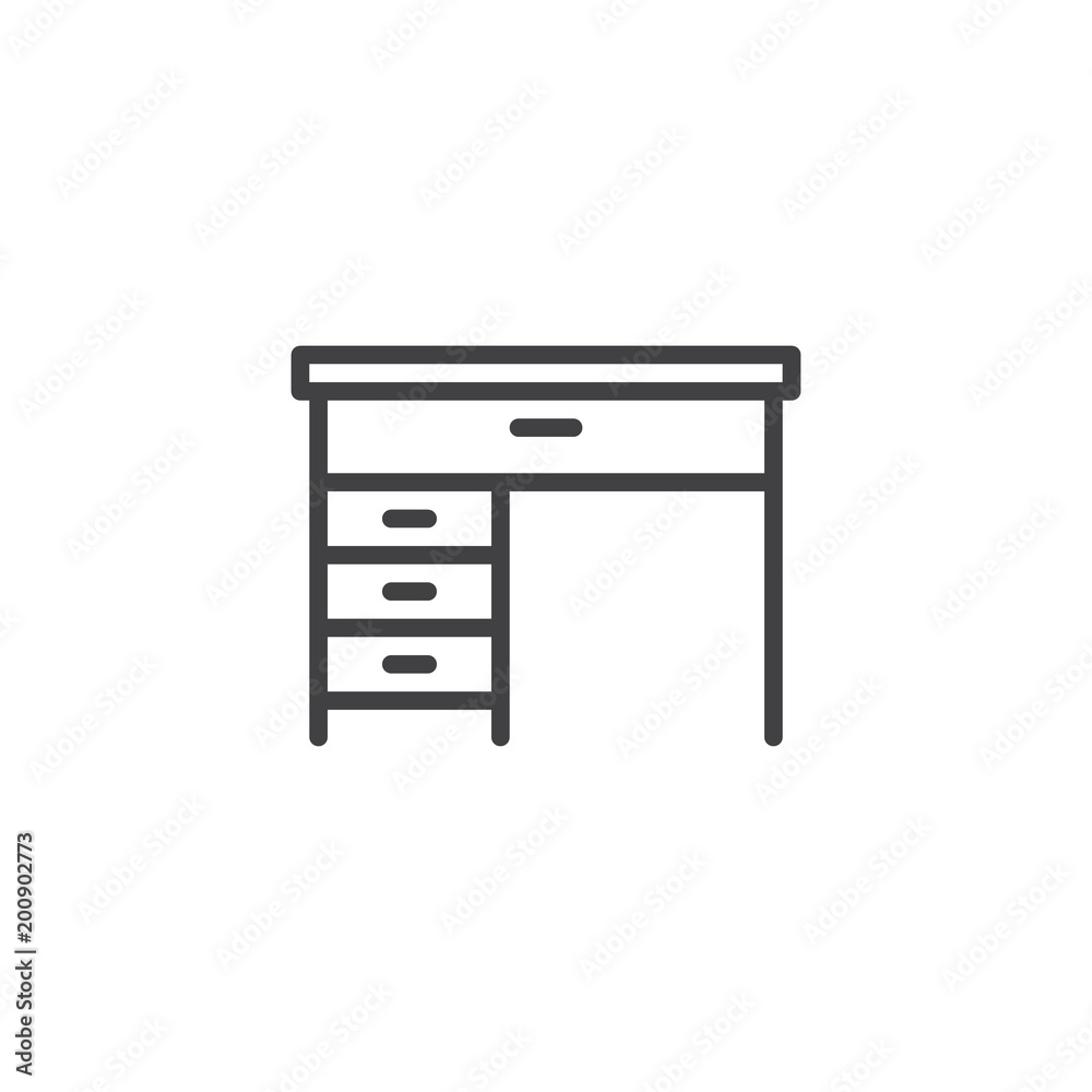 Office Table outline icon. linear style sign for mobile concept and web design. Desk simple line vector icon. Symbol, logo illustration. Pixel perfect vector graphics Office Table outline icon. linear style sign for mobile concept and web design. Desk simple line vector icon. Symbol, logo illustration. Pixel perfect vector graphics