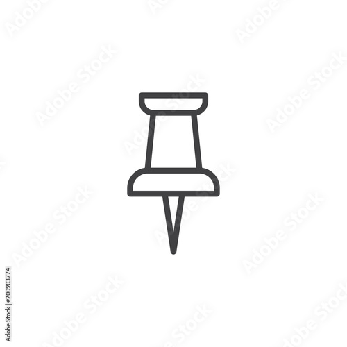 Paper push pin outline icon. linear style sign for mobile concept and web design. Thumbtack simple line vector icon. Symbol, logo illustration. Pixel perfect vector graphics