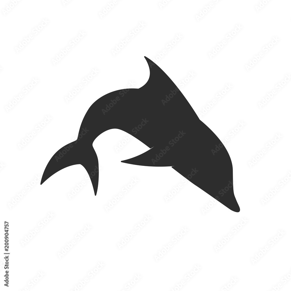 Fototapeta premium Dolphin isolated on a white background. Silhouette animal illustration. Can be used as logo, tattoo, etc.